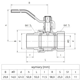 Zawór kulowy Perfekt System PHA-003 PN30 1/2'' (DN15) PERFEXIM