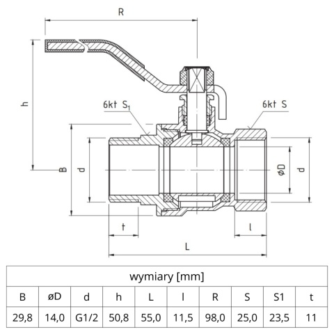 Zawór kulowy Perfekt System PHA-003 PN30 1/2'' (DN15) PERFEXIM