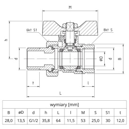 Zawór kulowy Perfekt System PHA-005 PN30 1/2'' (DN15) PERFEXIM