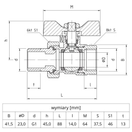 Zawór kulowy Perfekt System PHA-005 PN30 1'' (DN25) PERFEXIM