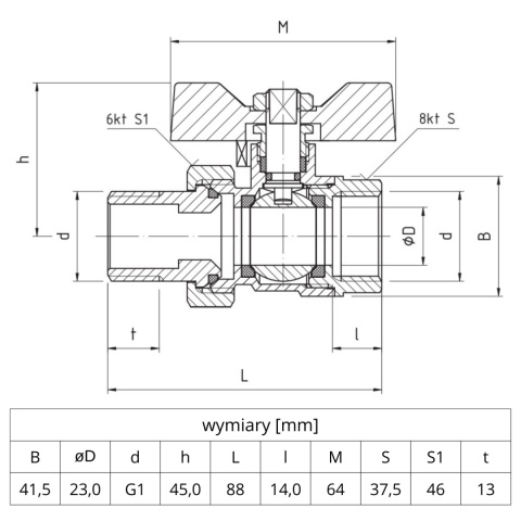 Zawór kulowy Perfekt System PHA-005 PN30 1'' (DN25) PERFEXIM