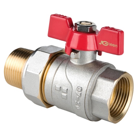 Zawór kulowy prosty z półśrubunkiem GW/GZ 1'' PN30 VALVEX GREEN