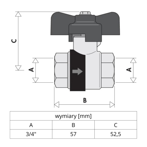 Zawór kulowy, zwrotny BALLSTOP CALEFFI 3/4''