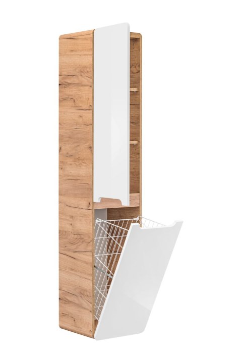 Szafka wysoka 170 cm z koszem na pranie ARUBA WHITE