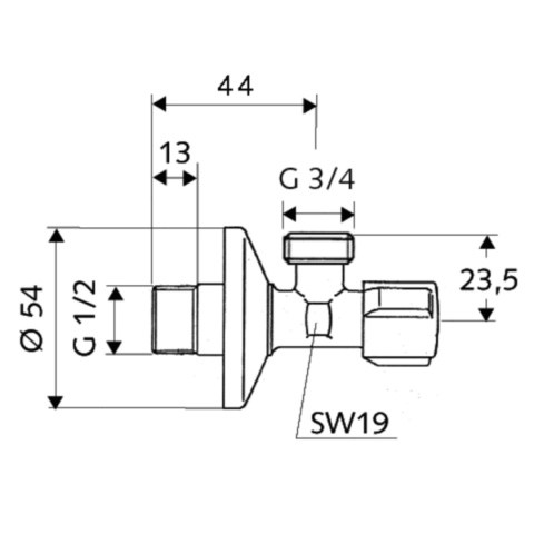 Zawór czerpalny kątowy SCHELL COMFORT 1/2''x3/4'' (DN15 x DN20)