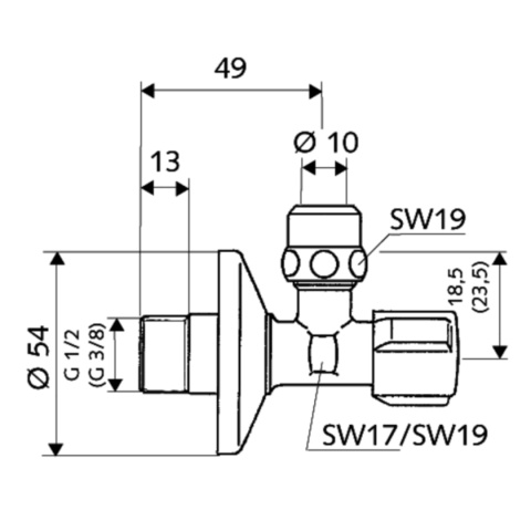 Zawór kątowy z funkcją regulacji SCHELL COMFORT 1/2'' (DN15)