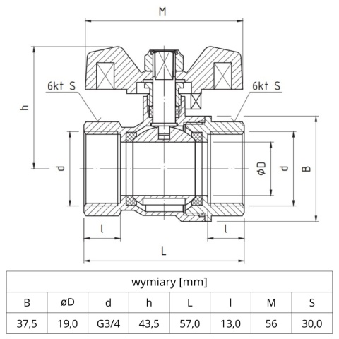 Zawór kulowy Perfekt System PHA-002 PN30 3/4'' (DN20) PERFEXIM