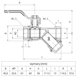 Zawór kulowy z filtrem Perfekt System PHA-006 PN30 1'' (DN25) PERFEXIM