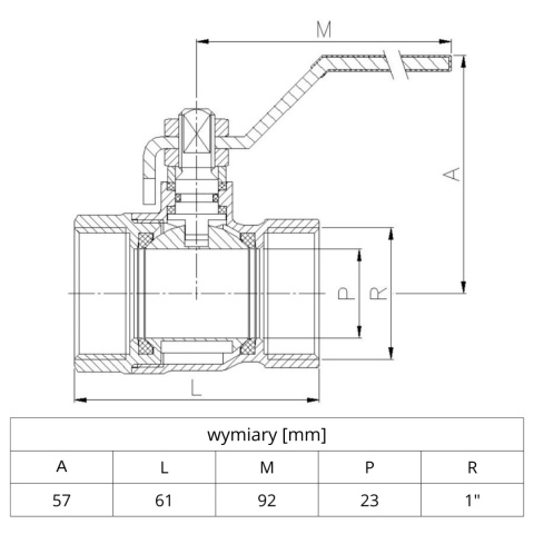 Zawór kulowy mufowy PN25 1'' (DN25) GENEBRE 3028