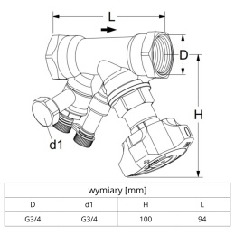 Zawór równoważący z króćcami pomiarowymi i odwodnieniem PN25 3/4'' (DN20) IMI STAD