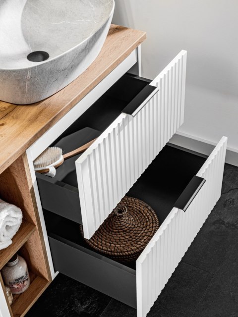 Szafka pod umywalkę 60cm biała ryflowana ADEL WHITE