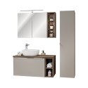 Zestaw meblowy 100cm z blatem, umywalką nablatową Smile, szafką wysoką i szafką z lustrem, Santa Fe Taupe