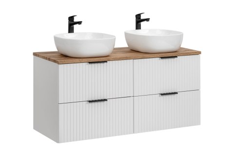 Zestaw meblowy Adel White, 120cm z blatem i 2 umywalkami nablatowymi Smile