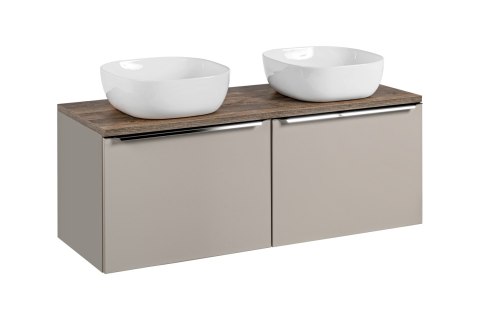 Zestaw meblowy Santa Fe Taupe, 120cm z blatem i 2 umywalkami nablatowymi Smile