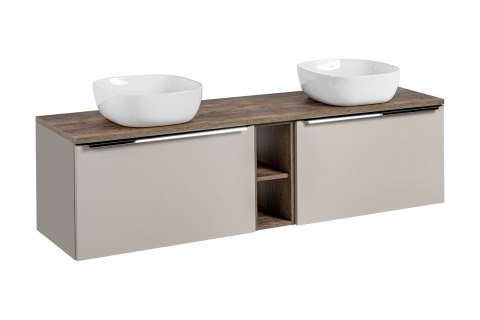Zestaw meblowy Santa Fe Taupe, 180cm z blatem i 2 umywalkami nablatowymi Smile