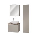 Zestaw meblowy Santa Fe Taupe, 60cm z blatem, umywalką nablatową Smile, szafką wysoką i szafką z lustrem