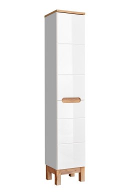 Szafka wysoka 187 cm, dwudrzwiowa z koszem na pranie BALI WHITE