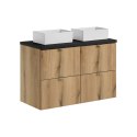 Zestaw meblowy Nova Oak, 100cm z blatem i 2 umywalkami nablatowymi Gaja