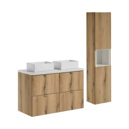 Zestaw meblowy 100cm z blatem Nova Oak, 2 umywalkami nablatowymi Gaja i szafką wysoką