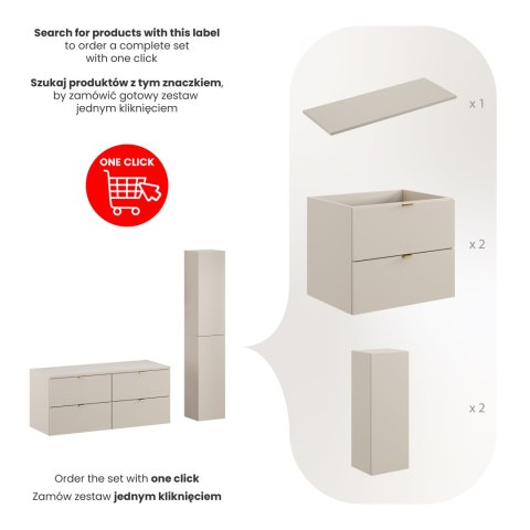 Zestaw meblowy 120cm z blatem i Szafką wysoką, Dalia Cashmere