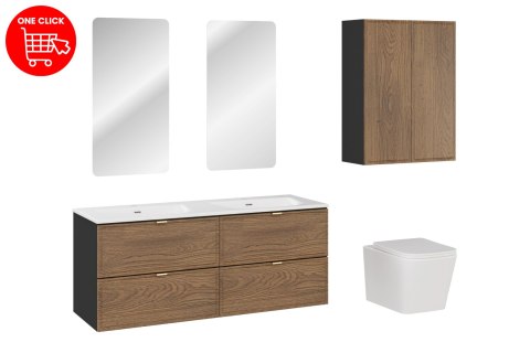 Zestaw meblowy Talia Casella 120cm z umywalką meblową SKY, półsłupkami i lustrami LED