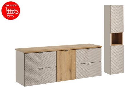 Zestaw meblowy 160cm z blatem i szafką wysoką, Viva Cashmere