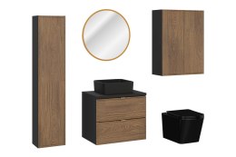 Zestaw meblowy Talia Casella 60cm z blatem, umywalką nablatową Slim, szafką wysoką, lustrem LED i misą wiszącą WC
