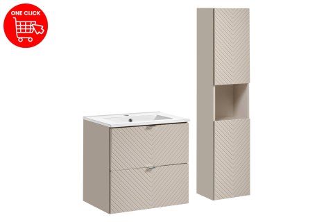 Zestaw meblowy Viva Cashmere, 60cm z umywalką meblową Dance i szafką wysoką