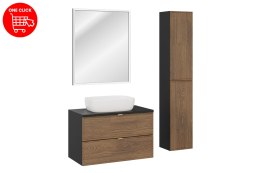 Zestaw meblowy 80cm z blatem, umywalką nablatową Smile, półsłupkami i lustrem LED, Talia Cosella