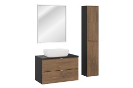 Zestaw meblowy 80cm z blatem, umywalką nablatową Smile, półsłupkami i lustrem LED, Talia Cosella