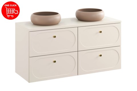 Zestaw meblowy Donna Sand, 120cm z blatem i 2 umywalkami nablatowymi Wiki