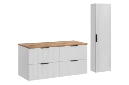 Zestaw meblowy Adel White 120cm z blatem Adel Oak i szafką wysoką