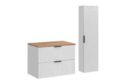 Zestaw meblowy Adel White, 80cm z blatem i Szafką wysoką