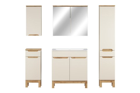 Zestaw meblowy Bali Cashmere, 80cm z umywalką meblową SKY, szafką wysoką i szafką z lustrem