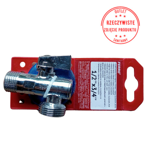 Kurek kulowy kątowy z filtrem i rozetą FERRO 1/2''x3/4'' Kurek kulowy kątowy z filtrem i rozetą FERRO 1/2''x3/4''
