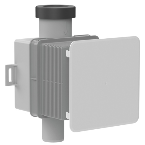 Syfon podtynkowy do skroplin DN32 z blokadą zapachów, rewizją i płytką do zabudowy