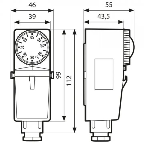 Termostat przylgowy BRC z nastawą zewnętrzną 20-90°C AFRISO