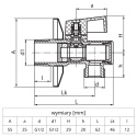 Zawór kulowy kątowy z filtrem 1/2''-1/2'' VALVEX ANGEL PLUS