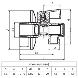 Zawór kulowy kątowy z filtrem 1/2''-1/2'' VALVEX ANGEL PLUS