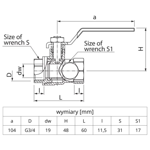 Zawór kulowy ze spustem i odpowietrznikiem 3/4'' (DN20) VALVEX ONYX