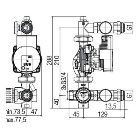 Grupa pompowo-mieszająca do instalacji centralnego ogrzewania TRINNITY