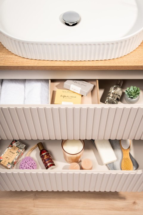 Zestaw meblowy NOVA CASHMERE 100cm z blatem i szafką z koszem na pranie