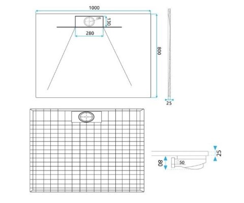 BRODZIK BAZALT LONG WHITE 90x120 + SYFON