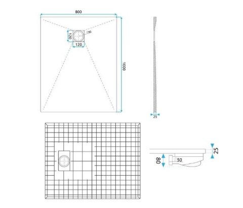 BRODZIK MAGNUM WHITE 90x120 + SYFON
