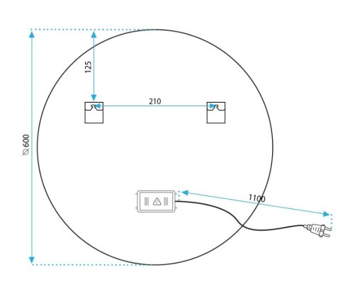 Lustro ścienne LED MMJ BLACK 60 cm