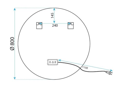 Lustro ścienne LED MMJ BLACK 80 cm