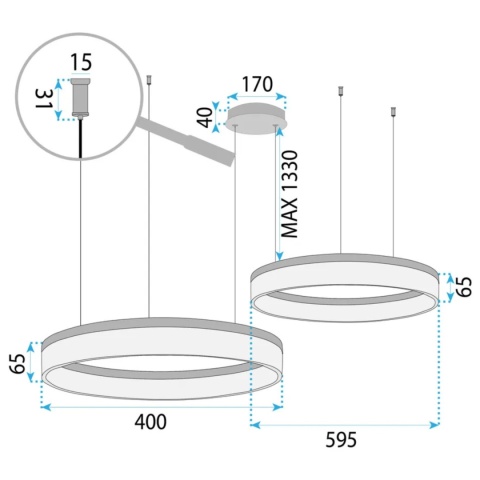 Lampa wisząca LED LHJ048-CP2 złota