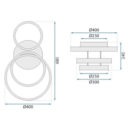 Lampa sufitowa nowoczesna LED G004-C złota szczotkowana z pilotem