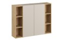 Zestaw meblowy z szafkami wysokimi i regałami