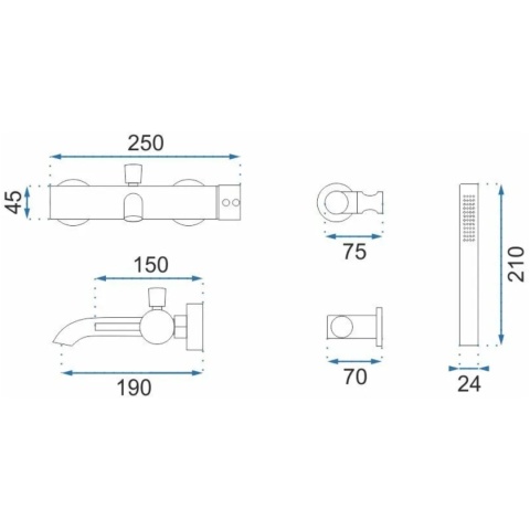 Bateria wannowa LUNGO biała